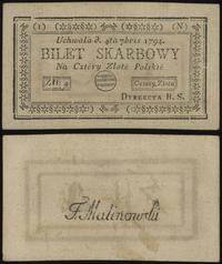 4 złote polskie 4.09.1794, seria 1-N, poplamione