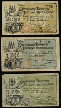 zestaw 3 bonów z 1914 r., 50 kopiejek, 1 i 3 rub