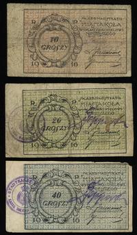 zestaw 3 bonów, 10, 20 i 40 groszy 1916, z numer