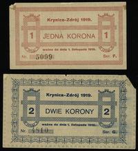 zestaw 2 bonów, 1 i 2 korony ważne do 1.11.1919,