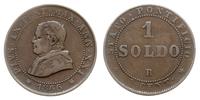 1 soldo 1866, Rzym, brąz, 26 mm, Berman 3348, KM