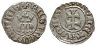 denar 1386-1387, Buda, Aw: Podwójny krzyż, Rw: G