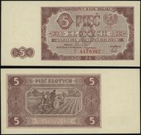 5 złotych 1.07.1948, seria F 4470362, pięknie za