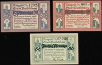 zestaw bonów, 10, 25 i 50 fenigów 1921, razem 3 