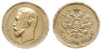 5 rubli 1909, Petersburg, złoto 4.29 g, moneta w