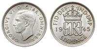 6 pensów 1945, srebro "500" 2.84g, piękne, KM 85