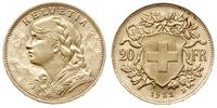 20 franków 1922 B, Berno, złoto 6.45 g, Fr. 499