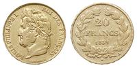 20 franków 1839 A, Paryż, złoto 6.43 g, Fr. 560,