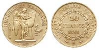 20 franków 1891 A, Paryż, złoto 6.45 g, Fr. 592,