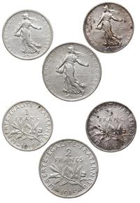lot: 2 x 1 frank, 1 x 2 franki 1915-1918, Paryż,