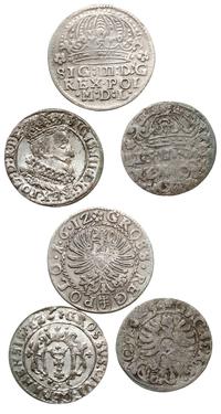 zestaw 3 groszy koronnych, grosze 1612, 1625 i 1