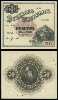 50 koron 1958, kilka małych dziurek po spinaczu 