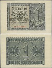 1 złoty 1.03.1940, seria D 0716493, niewielka wa