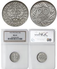 20 groszy 1923, Warszawa, moneta w pudełku NGC z