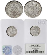 50 groszy 1938, Warszawa, moneta w pudełku GCN z