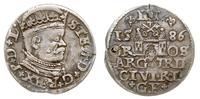 trojak 1586, Ryga, odmiana z mniejszą głową król