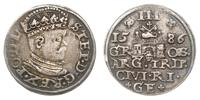trojak 1586, Ryga, odmiana z małą głową króla, p