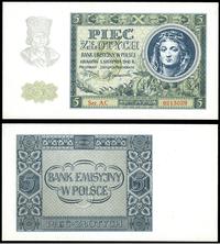 5 złotych 1.08.1941, seria AC, numeracja 9213029