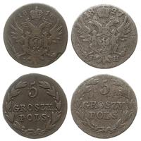 2 x 5 groszy 1818 IB i 1827 FH, Warszawa, razem 