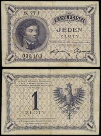 1 złoty 28.02.1919, seria 77 I, numeracja 035103
