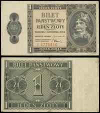 1 złoty 1.10.1938, seria J, numeracja 4779816, z