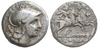 denar 208 pne, Aw: Głowa Romy w hełmie, skierowa