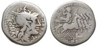 denar 124 pne, Rzym, Aw: Głowa Romy w prawo, za 