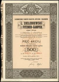 5 akcji po 100 złotych = 500 złotych 31.12.1938,