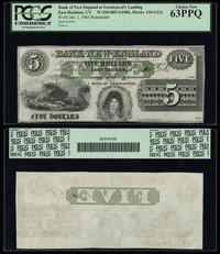 5 dolarów 2.01.1865, banknot blanco - niewypełni