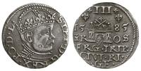 trojak 1585, Ryga, duża głowa króla, niecentrycz