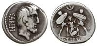 denar  89 pne, Rzym, Aw: Głowa króla Tatiusa w p