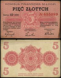 5 złotych 1939, seria ID 655089, plama i naddarc