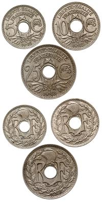 zestaw: 5, 10 i 25 centimes 1918, razem 3 sztuki