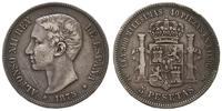 5 peset 1875 DE-M, Madryt, ciemna patyna, Cayon 