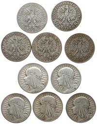 Polska, lot 5 monet: 10 złotych, 1932, 1933