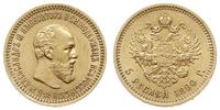 5 rubli 1890 АГ, Petersburg, złoto 6.45 g, Bitki