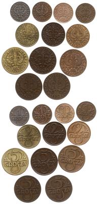 lot 12 monet, 1.-5. 5 groszy 1923, 1925, 1928, 1