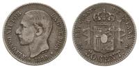 50 centimos 1880, Madryt, srebro "835" 2.44 g, K