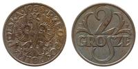 2 grosze 1938, Warszawa, plamista patyna, Parchi