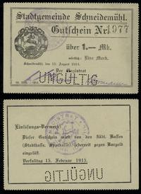 bon na 1 markę 12.08.1914, perforowany napis UNG