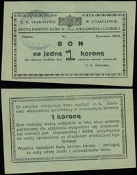 1 korona 06.1918, bez numeracji, ze stemplem Żur