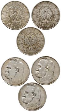 Polska, zestaw: 3 x 5 złotych, 1934, 1935, 1936