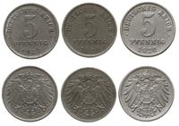 3 x 5 fenigów 1920/D,E,G, wszystkie monety wybit