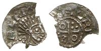 fragment denara, Praga, Aw: Głowa z najeżonymi w