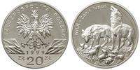 20 złotych 1999, Warszawa, Wilki, srebro "925", 
