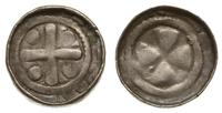 denar krzyżowy XI w., Aw: Krzyż prosty i kółka w