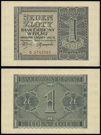 1 złoty 01.03.1940, seria B 2743393, drobne zagn