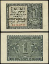 1 złoty 01.08.1941, seria BB 8300726, sklejone n