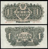 1 złoty 1944, seria AM 276871, w klauzuli OBOWIĄ
