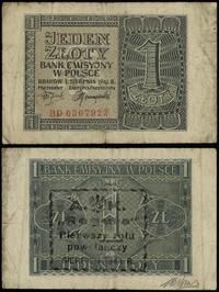 1 złoty 1.08.1941, seria BD 6307923, z nadrukiem